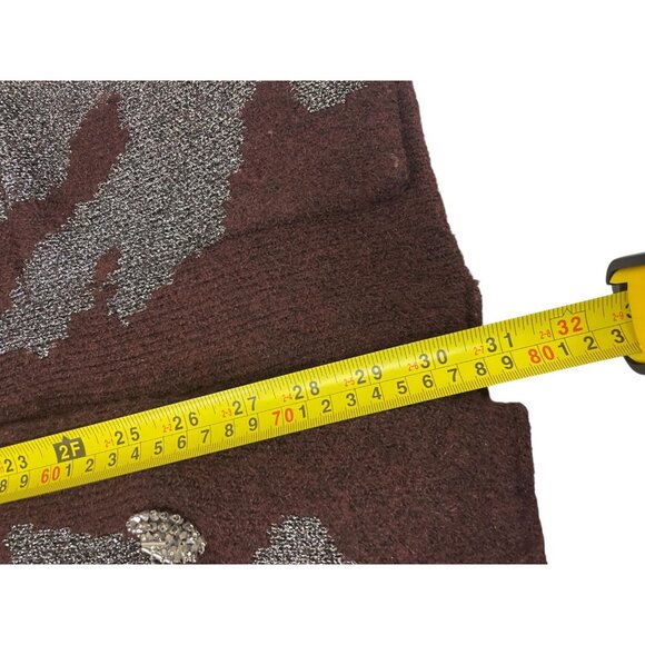 Zara Women Sweater Cardigan Coat L XL Wine Metallic Thread Jacquard 2756/128 NWT - Picture 14 of 15